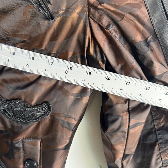 XRAY Jeans Brown Camouflage Bomber Jacket W/ Faux Fur Collar & Patches Size M - Picture 7 of 13